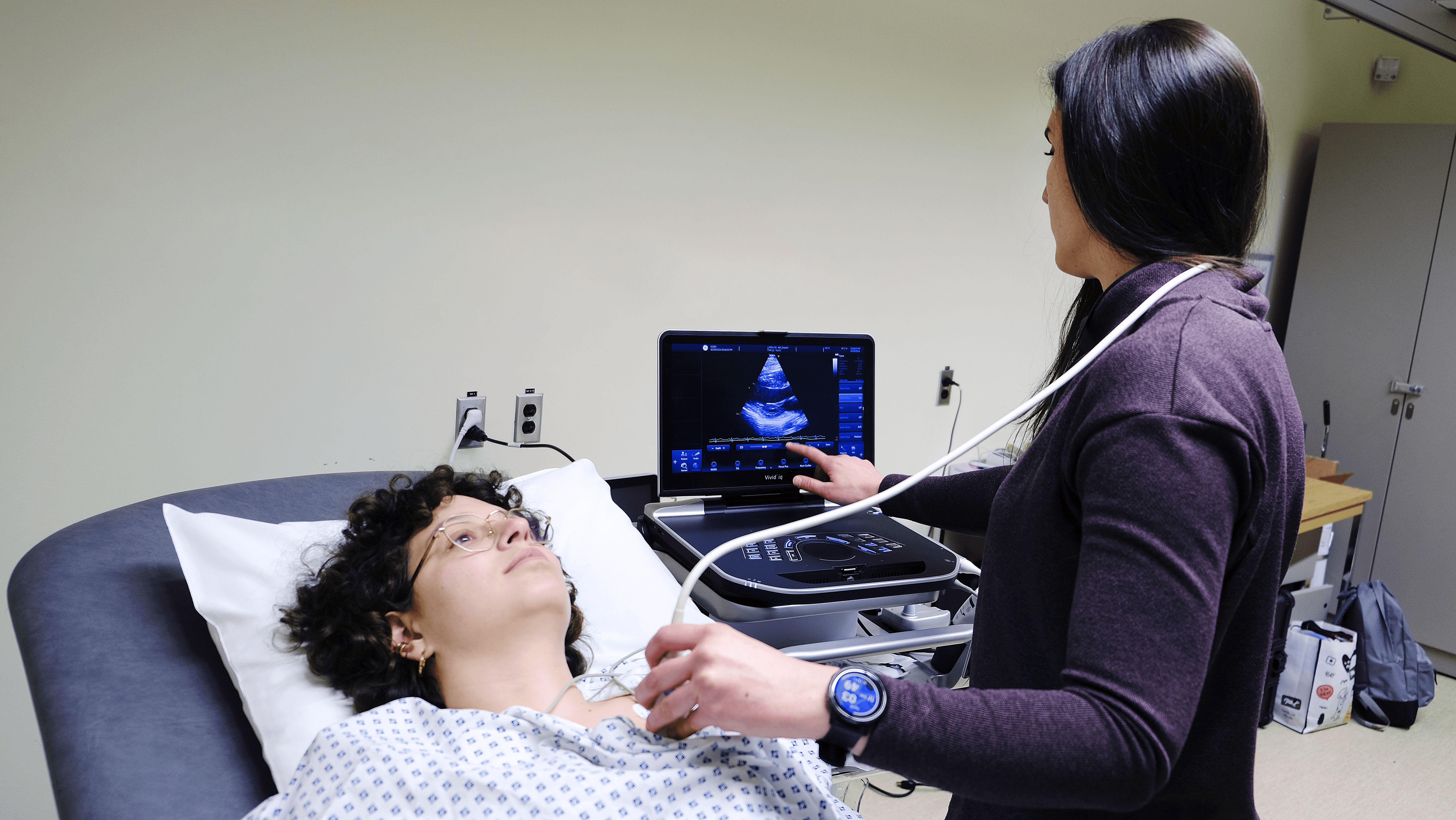 A participant receiving a basic ultrasound scan of the heart.