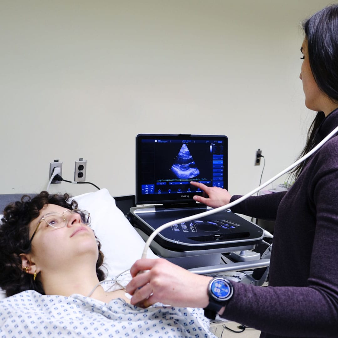 A participant receiving a basic ultrasound scan of the heart.